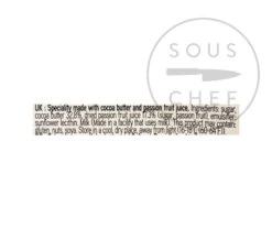 Valrhona Passion Fruit Inspiration - Couverture 250g 5 Valrhona Passion Fruit Inspiration - Couverture 250g -Sous Chef Sales Boutique AA0126 ValrhonaPassionFruitCouverture250gnutrition