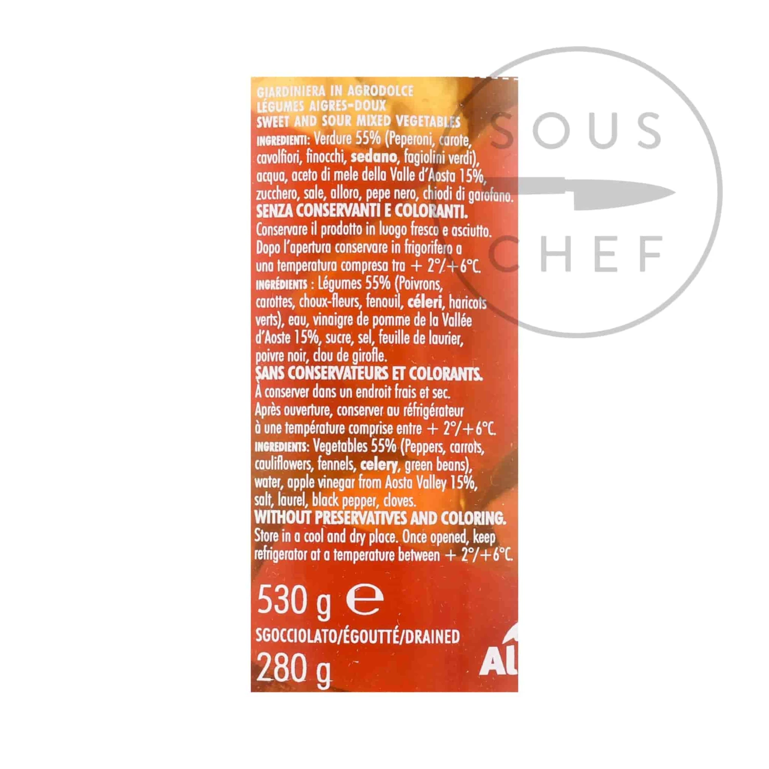 Alpenzu Giardiniera Sweet & Sour Mixed Vegetable Pickles 530g 2 Alpenzu Giardiniera Sweet & Sour Mixed Vegetable Pickles 530g - Image 2