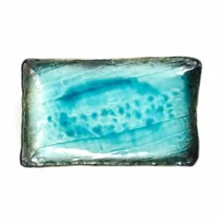 Turquoise Crackle Glaze Platter -Sous Chef Sales Boutique BA0184 TurquoiseCrackleGlazePlatter Overhead