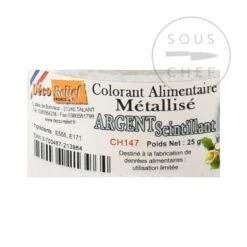 Edible Metallic Sparkling Silver Powder Food Colour 25g -Sous Chef Sales Boutique DE0129 EdibleMetallicSparklingSilverPowderFoodColour 2