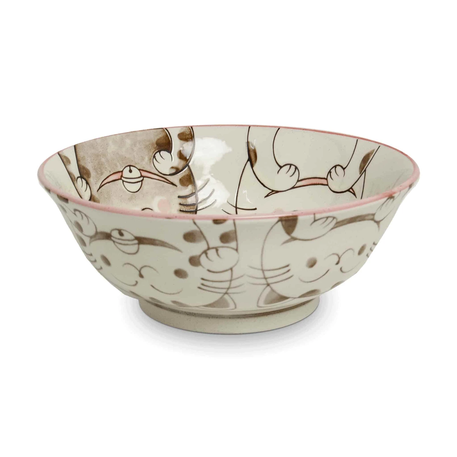 Pink Lucky Cat Japanese Ramen Bowl, 20.5cm 1 Pink Lucky Cat Japanese Ramen Bowl, 20.5cm