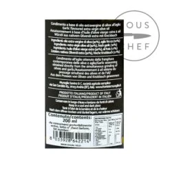 Frantoio Muraglia Aromatic Garlic Extra Virgin Olive Oil -Sous Chef Sales Boutique FR0014 FrantoioMuragliaAromaticGarlicExtraVirginOliveOil nutrition