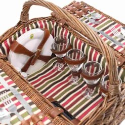 Montmarte Red Striped Picnic Hamper, 4 Person -Sous Chef Sales Boutique JD0012MontmarteRedStripedPicnicHamper 4Person3