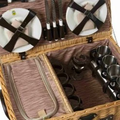 Louvre Natural Picnic Basket, 6 Person -Sous Chef Sales Boutique JD0016LouvreNaturalPicnicBasket 6Person2