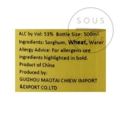 MouTai Chun 1998 Baijiu 53% 500ml -Sous Chef Sales Boutique JZ0009 MouTaiChun1998Baijiu53 BoP