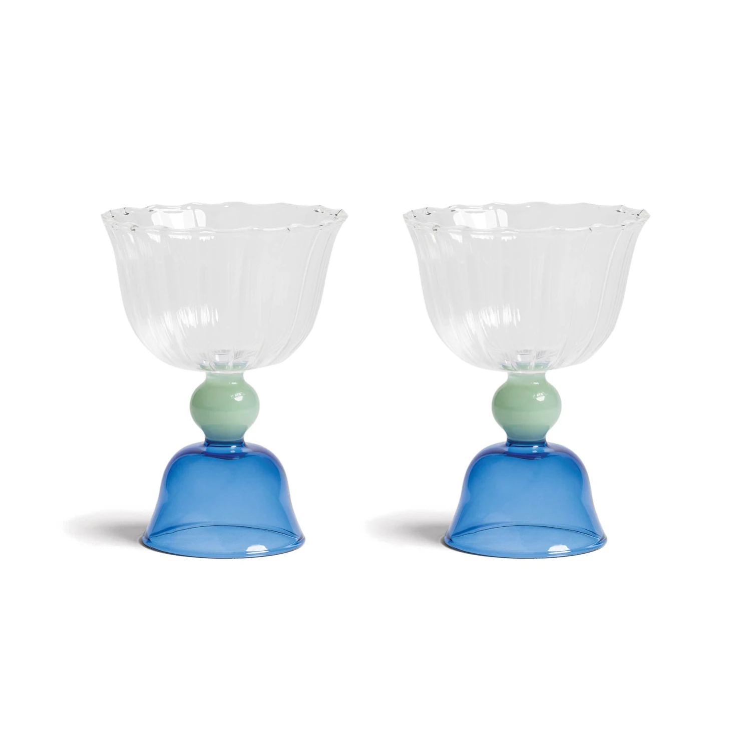 & Klevering Set Of 2 Blue Tulip Coupe Glasses 1 & Klevering Set Of 2 Blue Tulip Coupe Glasses