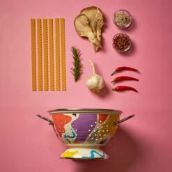 Abstract Enamel Colander, 22cm -Sous Chef Sales Boutique KP0025 AbstractEnamelColander lifestyle 2