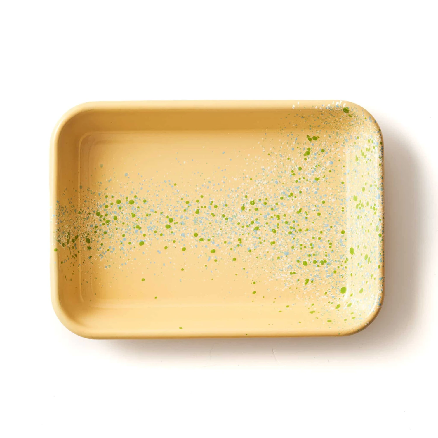 Splatter Fest Enamel Roasting And Serving Dish, Yellow 1 Splatter Fest Enamel Roasting And Serving Dish, Yellow