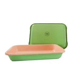 Kapka X Sous Chef Colourblock Enamel Roasting Dish, 26cm, Green & Pink 5 Kapka X Sous Chef Colourblock Enamel Roasting Dish, 26cm, Green & Pink -Sous Chef Sales Boutique KP0100