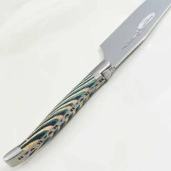 Laguiole En Aubrac Turquoise Hard Cheese Knife, Striped Wood -Sous Chef Sales Boutique LR0037L3