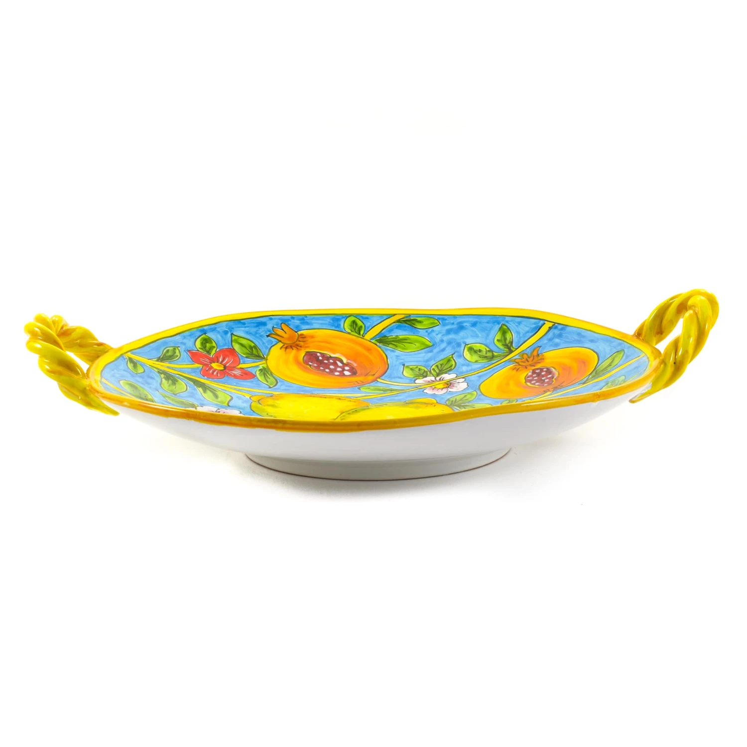 Hand Painted Centrepiece Dish - Pomegranates & Lemons 35cm 2 Hand Painted Centrepiece Dish - Pomegranates & Lemons 35cm - Image 2