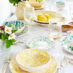Puglia Aquamarine Splatter Pasta Bowl 29cm -Sous Chef Sales Boutique ProductPageimageryyellowandturquoise 1 sq a3f6972e 3291 4446 9bde 21ab28f1712c