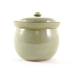 Handmade Stoneware Fermenting Crock In Green 2 Litre