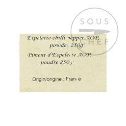 Terre Exotique Espelette Chili Pepper DOP 250g -Sous Chef Sales Boutique TE1223 TerreExotiqueEspeletteChiliPepperDOP250g BoP