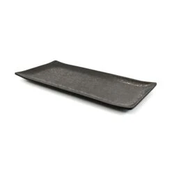 Black Melamine Rectangle Serving Plate, 30x15cm