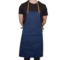 Dutchdeluxes Canvas BBQ Apron In Dark Blue -Sous Chef Sales Boutique dutch deluxes canvas bbq apron male model dark blue