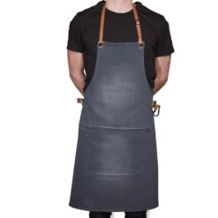 Dutchdeluxes Canvas BBQ Apron In Washed Grey -Sous Chef Sales Boutique dutch deluxes canvas bbq apron male model washed grey