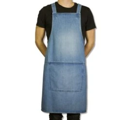 Dutchdeluxes Denim Suspender Apron In Blue -Sous Chef Sales Boutique dutch deluxes denim suspender apron blue male model