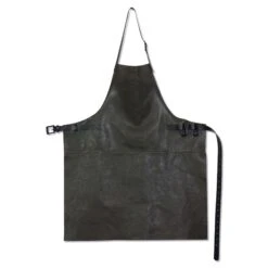 Dutchdeluxes Leather BBQ Apron In Vintage Grey