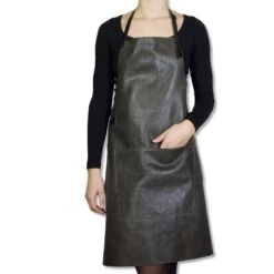 Dutchdeluxes Leather BBQ Apron In Vintage Grey -Sous Chef Sales Boutique dutch deluxes leather bbq apron vintage grey model
