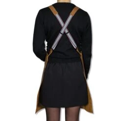 Dutchdeluxes Leather Suspender Apron In Vintage Camel -Sous Chef Sales Boutique dutch deluxes suspender leather apron vintage caramel model back