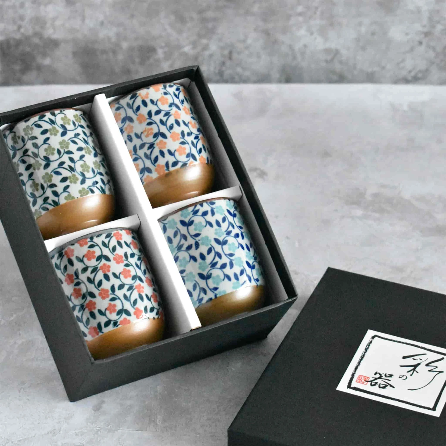 Colourful Japanese Flower Tea Cup Set 3 Colourful Japanese Flower Tea Cup Set - Image 3