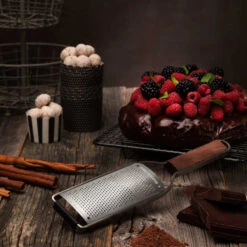 Master Series Walnut Microplane Gourmet Fine Grater -Sous Chef Sales Boutique microplane gourmet fine grater lifestyle