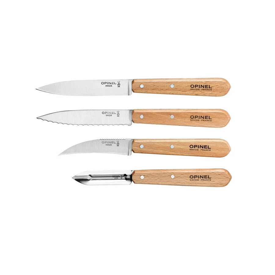 Set Of 4 Opinel Essential Beech Handle Kitchen Knives 1 Set Of 4 Opinel Essential Beech Handle Kitchen Knives