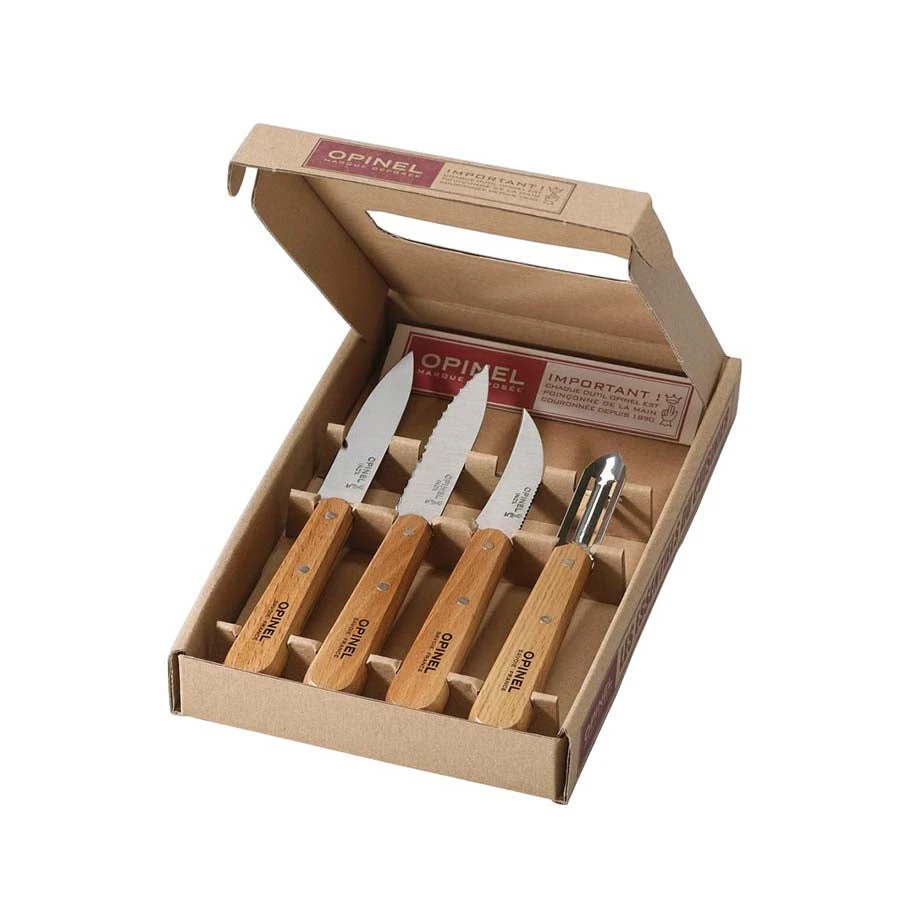 Set Of 4 Opinel Essential Beech Handle Kitchen Knives 2 Set Of 4 Opinel Essential Beech Handle Kitchen Knives - Image 2